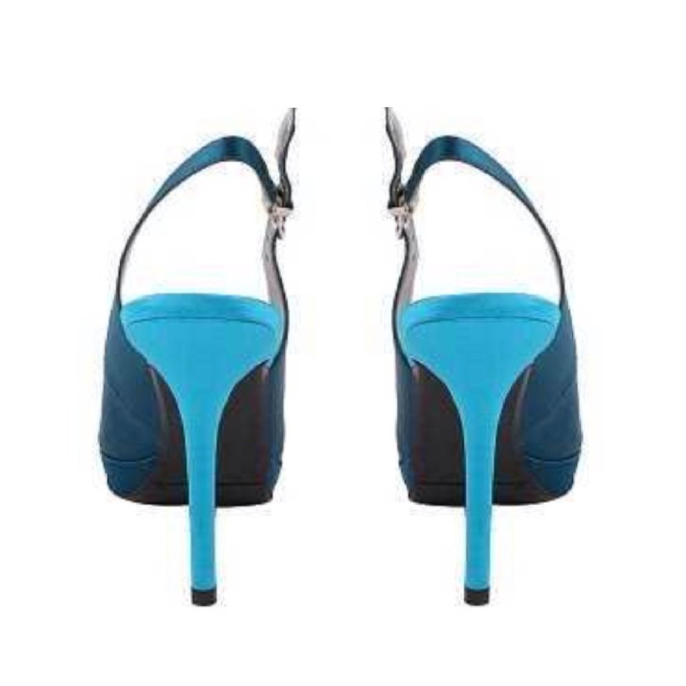 SOLD❗️ New J Renee REGINA Teal & Peacock Jeweled Peeptoe Satin Shoes in Size 8.5 - Picture 2 of 16